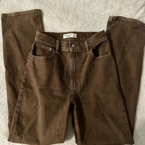 ABERCROMBIE & FITCH Ultra High Rise 90s Straight Brown Jean Pants